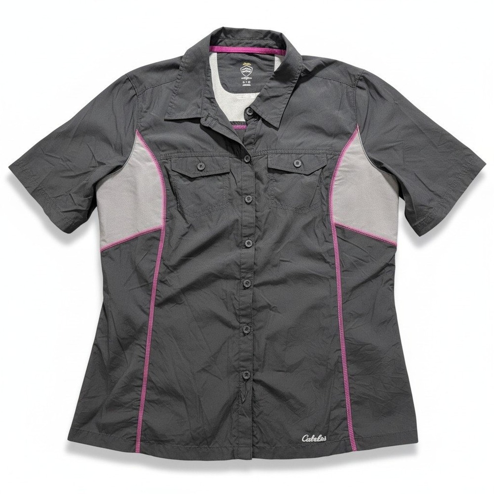 Cabelas Womens L Black XPG Cool Phase Fishing Shirt Short Sleeve Athleisure GOOD